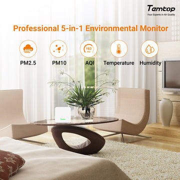 Temtop P1 Air Quality Monitor – PM2.5, PM10, Temp & Humidity Detector with Real-Time AQI & Bluetooth App